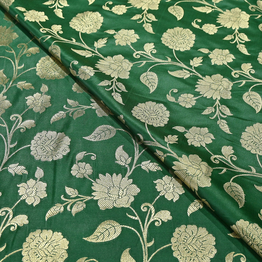 Mashru Satin Silk Zari Jaal Brocade Fabric – Luxury Designer Traditional Silk Fabric - MAS250-7