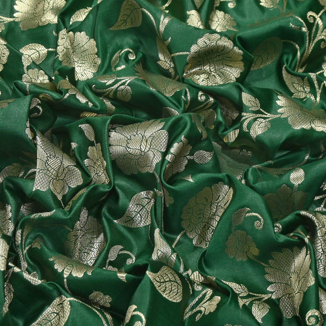 Mashru Satin Silk Zari Jaal Brocade Fabric – Luxury Designer Traditional Silk Fabric - MAS250-7