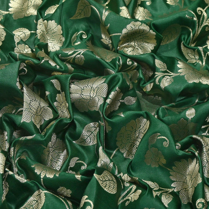 Mashru Satin Silk Zari Jaal Brocade Fabric – Luxury Designer Traditional Silk Fabric - MAS250-7