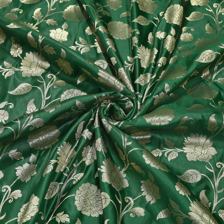 Mashru Satin Silk Zari Jaal Brocade Fabric – Luxury Designer Traditional Silk Fabric - MAS250-7