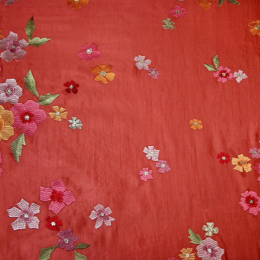 Linen Satin Thread Sequins Embroidery Fabrics