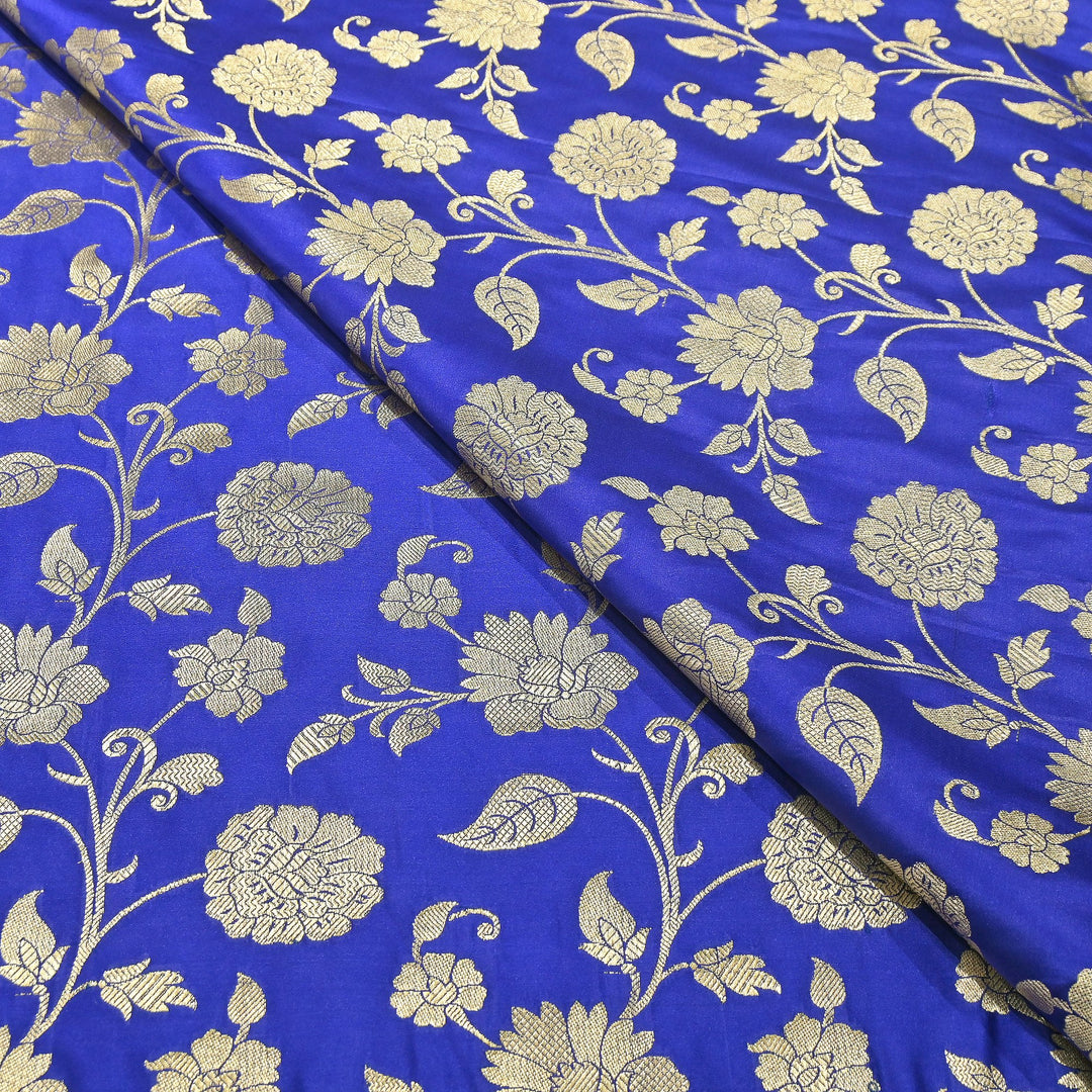 Mashru Satin Silk Zari Jaal Brocade Fabric – Luxury Designer Traditional Silk Fabric - MAS250-8