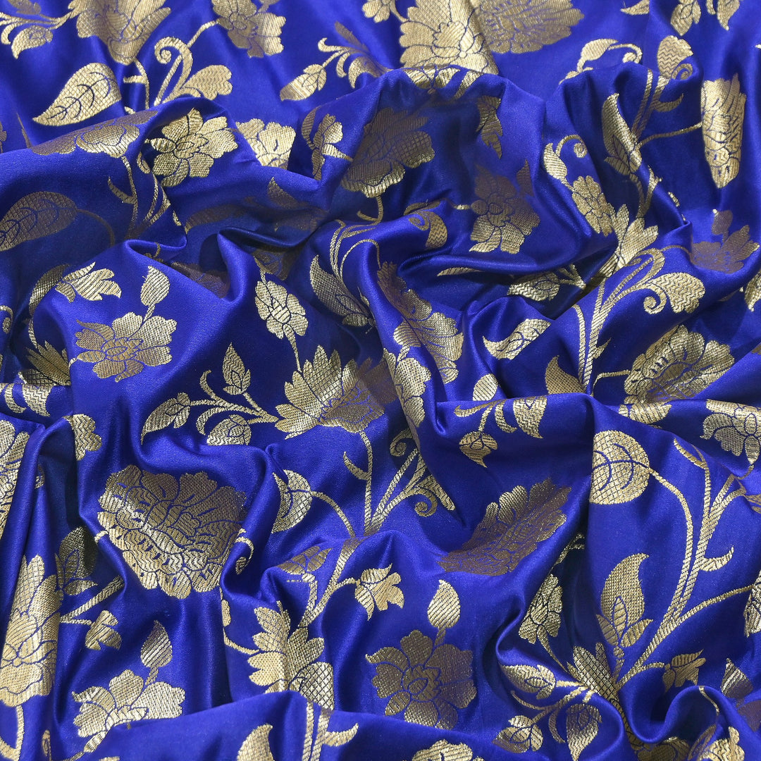 Mashru Satin Silk Zari Jaal Brocade Fabric – Luxury Designer Traditional Silk Fabric - MAS250-8