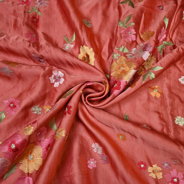 Linen Satin Thread Sequins Embroidery Fabrics