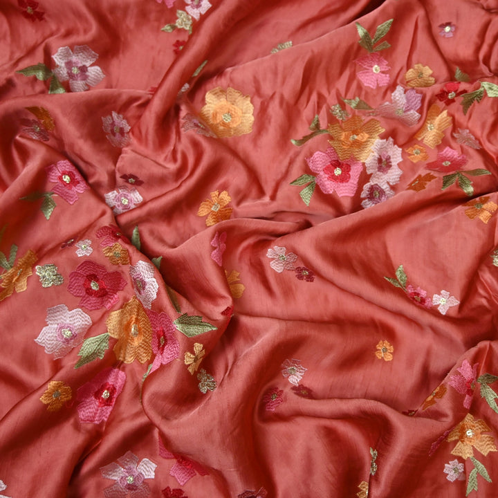 Linen Satin Thread Sequins Embroidery Fabrics