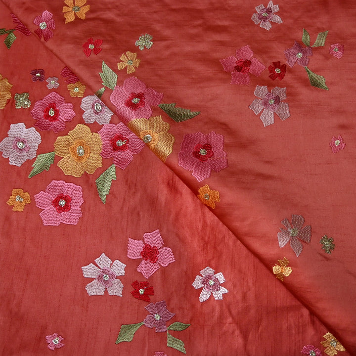 Linen Satin Thread Sequins Embroidery Fabrics