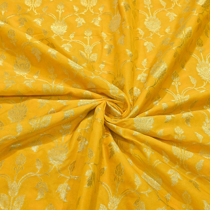 Chanderi Paudi Brocade Jaal Fabric – Traditional Designer Chanderi Silk Fabric - 180000-1