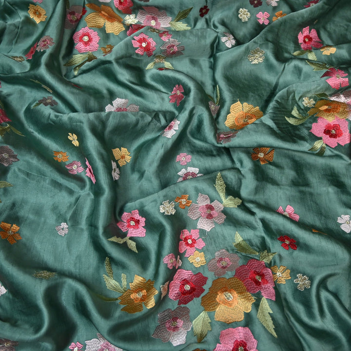Linen Satin Thread Sequins Embroidery Fabrics