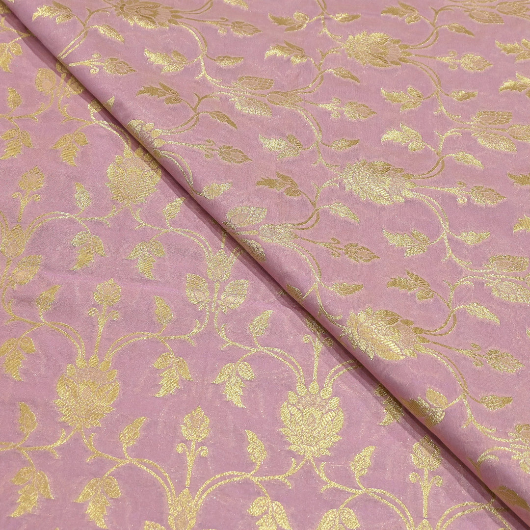 Chanderi Paudi Brocade Jaal Fabric – Traditional Designer Chanderi Silk Fabric - 180000-2