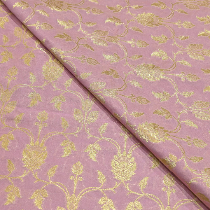 Chanderi Paudi Brocade Jaal Fabric – Traditional Designer Chanderi Silk Fabric - 180000-2