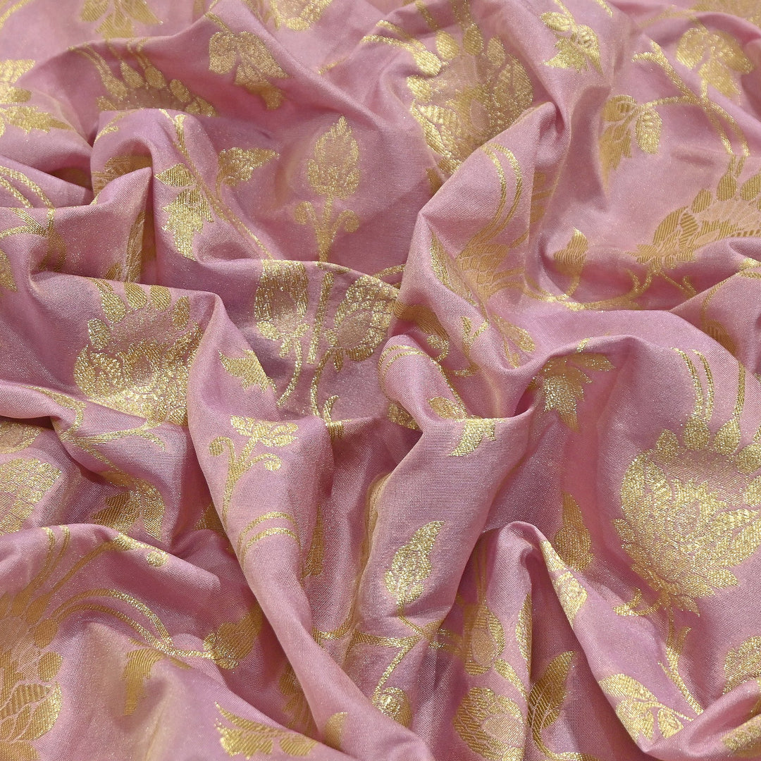 Chanderi Paudi Brocade Jaal Fabric – Traditional Designer Chanderi Silk Fabric - 180000-2