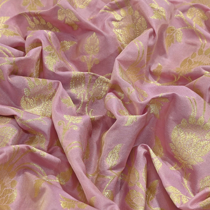 Chanderi Paudi Brocade Jaal Fabric – Traditional Designer Chanderi Silk Fabric - 180000-2