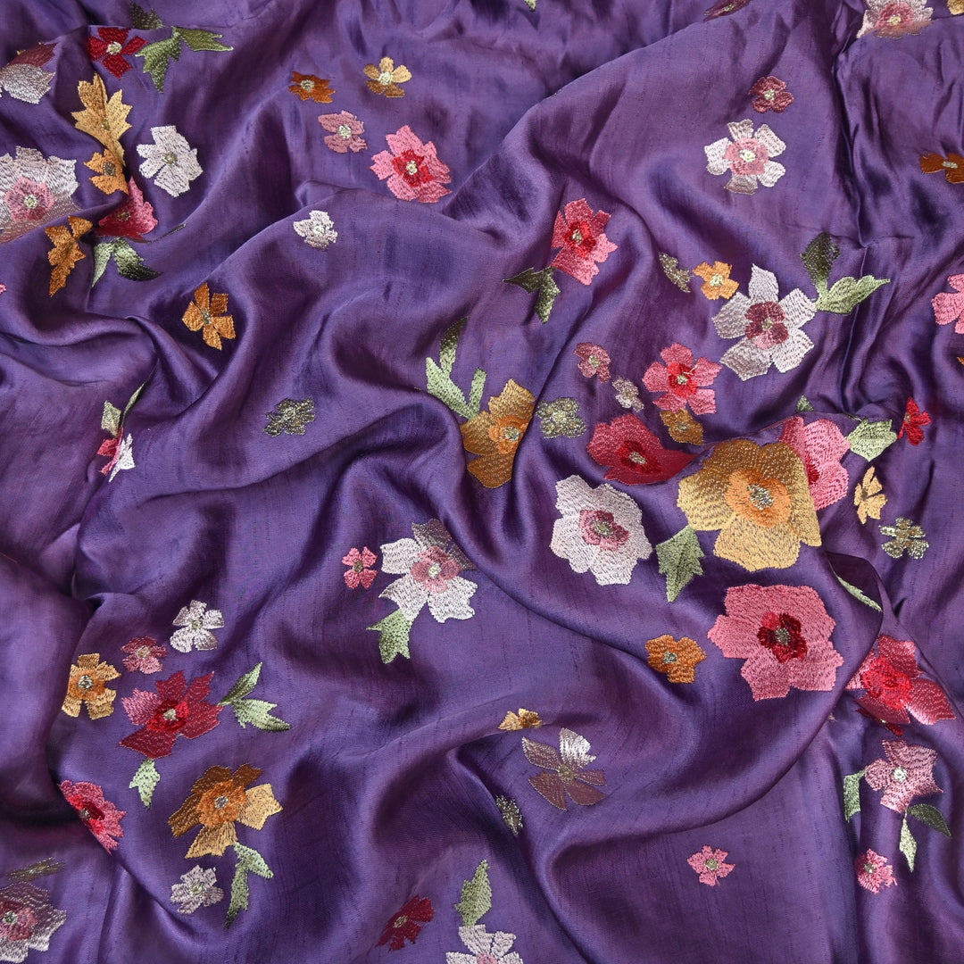 Linen Satin Thread Sequins Embroidery Fabrics