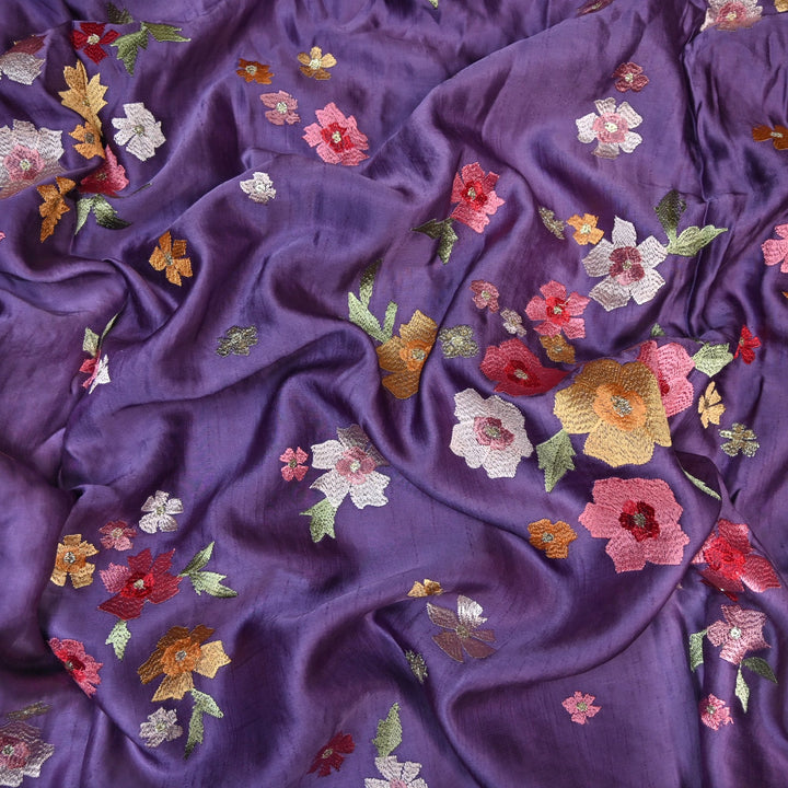 Linen Satin Thread Sequins Embroidery Fabrics