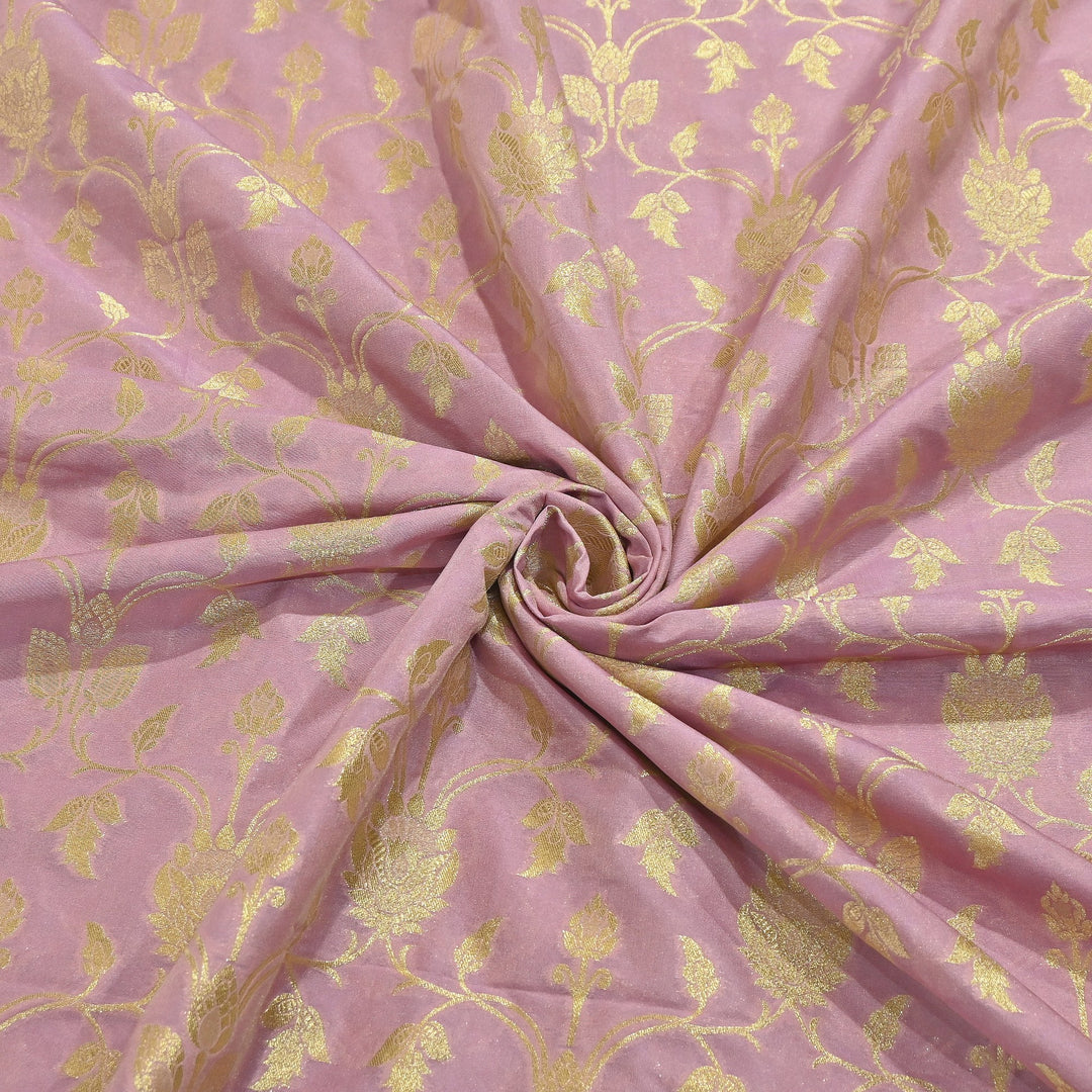 Chanderi Paudi Brocade Jaal Fabric – Traditional Designer Chanderi Silk Fabric - 180000-2