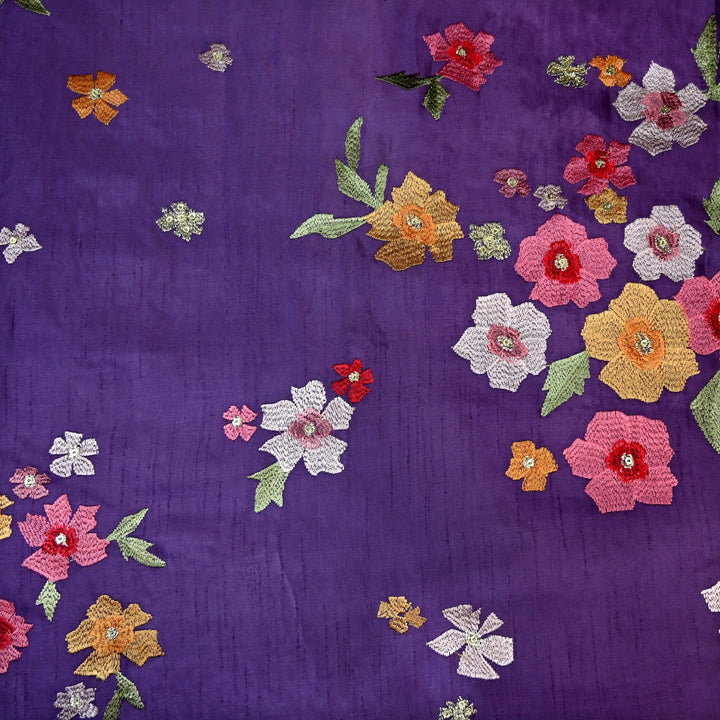 Linen Satin Thread Sequins Embroidery Fabrics