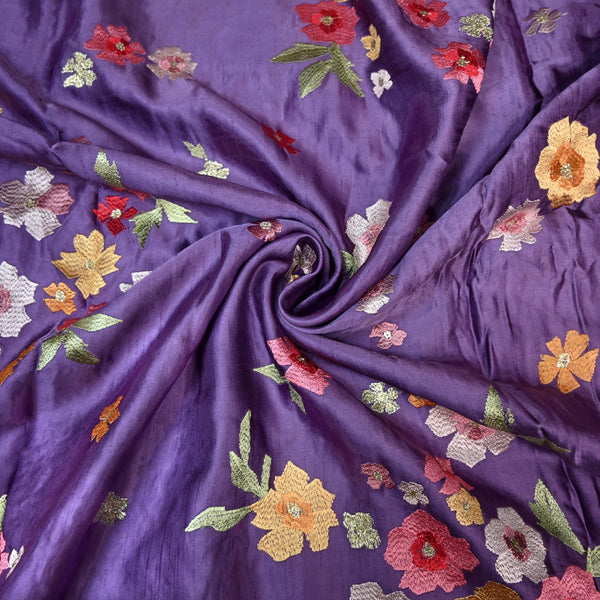 Linen Satin Thread Sequins Embroidery Fabrics