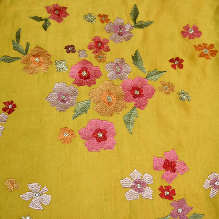 Linen Satin Thread Sequins Embroidery Fabrics