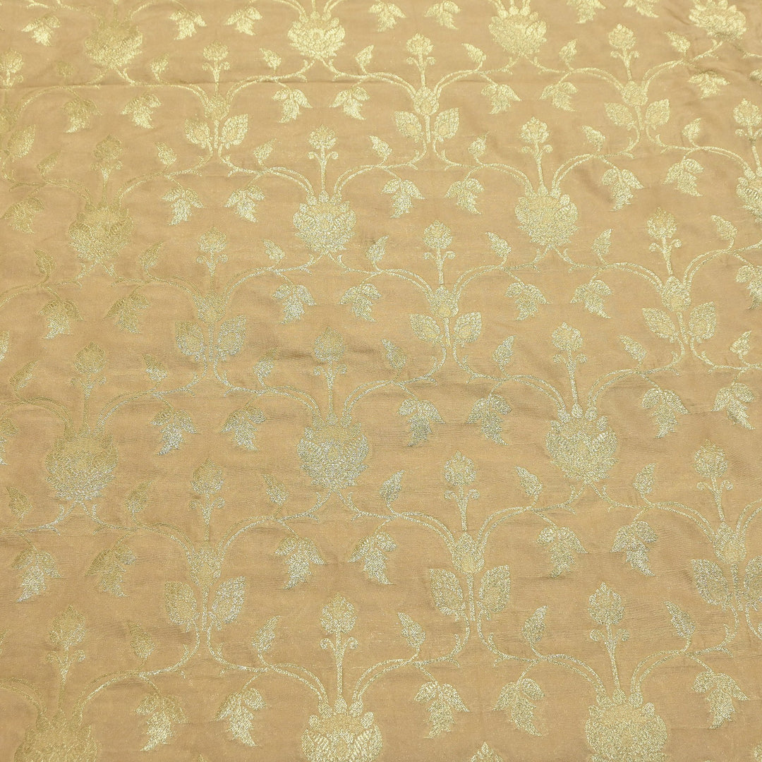 Chanderi Paudi Brocade Jaal Fabric – Traditional Designer Chanderi Silk Fabric - 180000-4