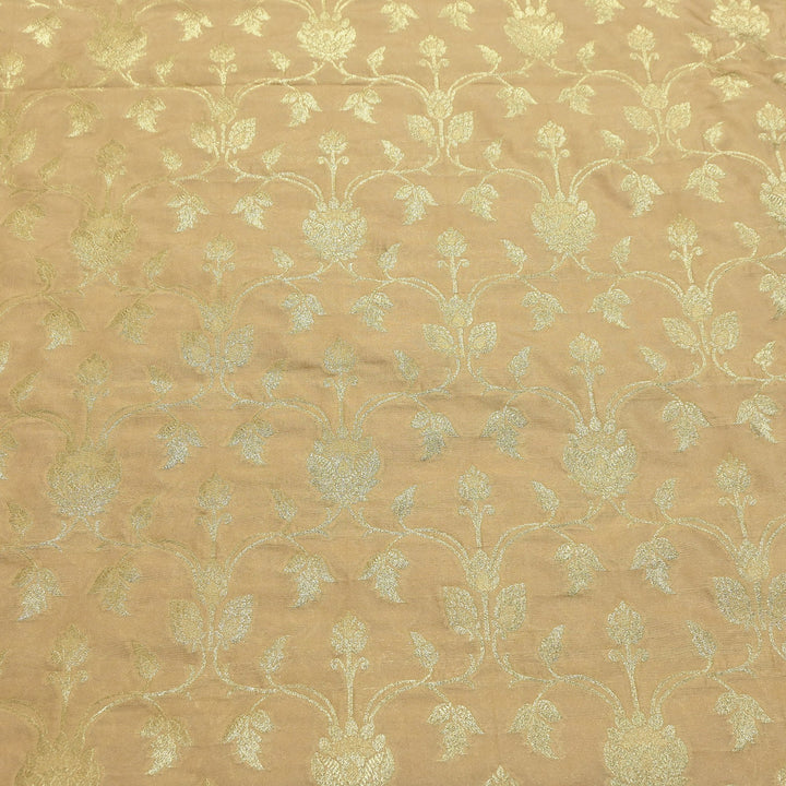 Chanderi Paudi Brocade Jaal Fabric – Traditional Designer Chanderi Silk Fabric - 180000-4