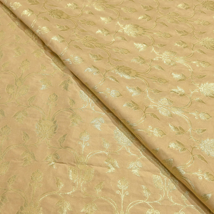 Chanderi Paudi Brocade Jaal Fabric – Traditional Designer Chanderi Silk Fabric - 180000-4