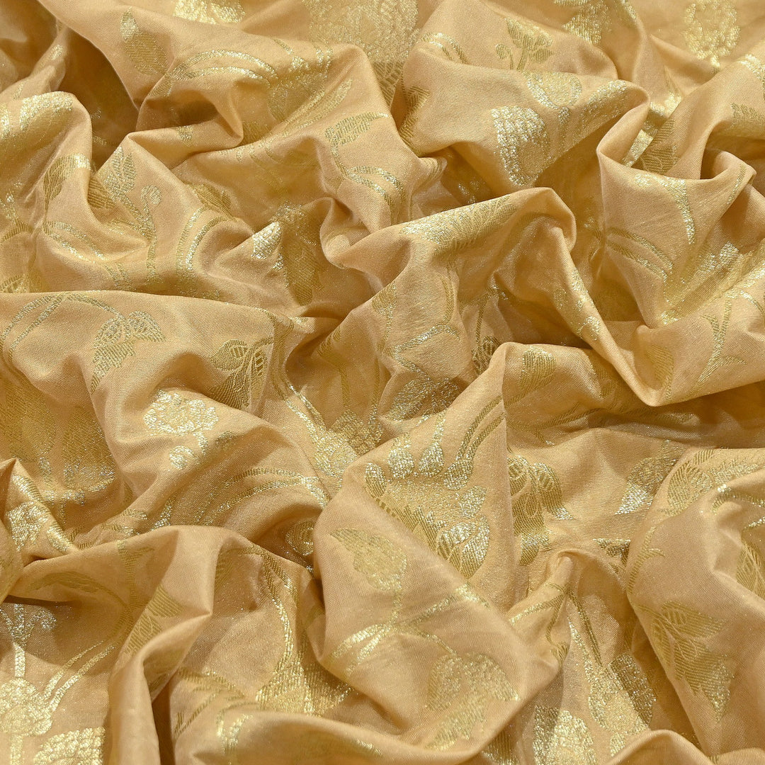 Chanderi Paudi Brocade Jaal Fabric – Traditional Designer Chanderi Silk Fabric - 180000-4
