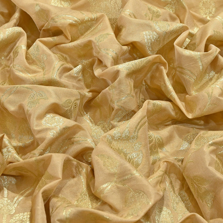 Chanderi Paudi Brocade Jaal Fabric – Traditional Designer Chanderi Silk Fabric - 180000-4