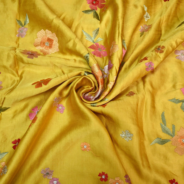 Linen Satin Thread Sequins Embroidery Fabrics