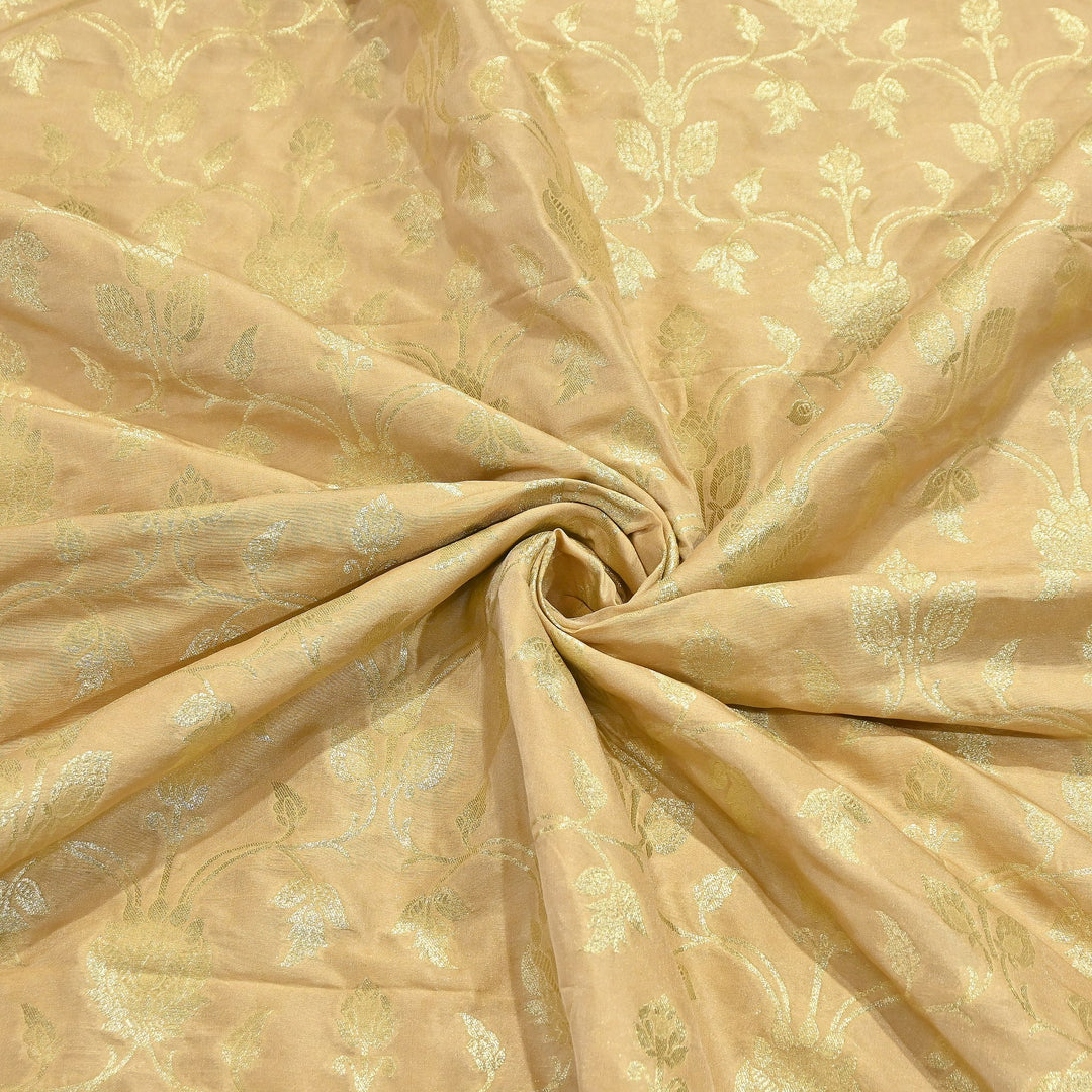 Chanderi Paudi Brocade Jaal Fabric – Traditional Designer Chanderi Silk Fabric - 180000-4