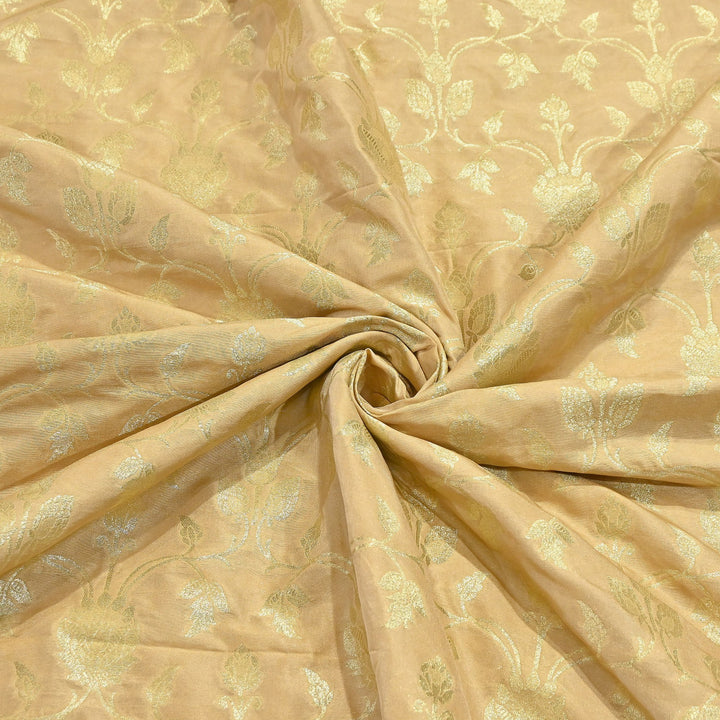 Chanderi Paudi Brocade Jaal Fabric – Traditional Designer Chanderi Silk Fabric - 180000-4