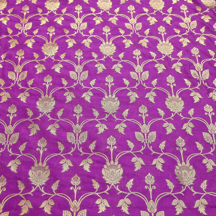 Chanderi Paudi Brocade Jaal Fabric – Traditional Designer Chanderi Silk Fabric - 180000-5