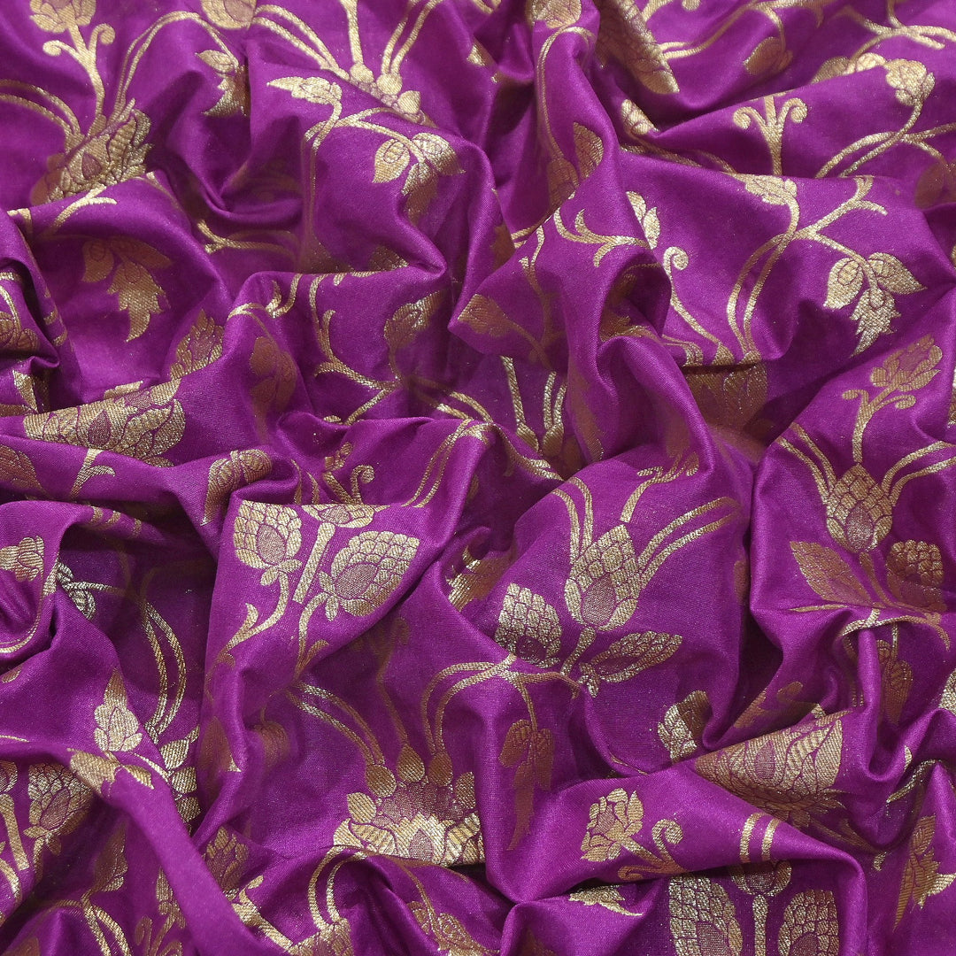 Chanderi Paudi Brocade Jaal Fabric – Traditional Designer Chanderi Silk Fabric - 180000-5