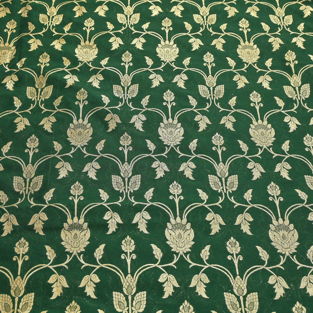 Chanderi Paudi Brocade Jaal Fabric – Traditional Designer Chanderi Silk Fabric - 180000-6