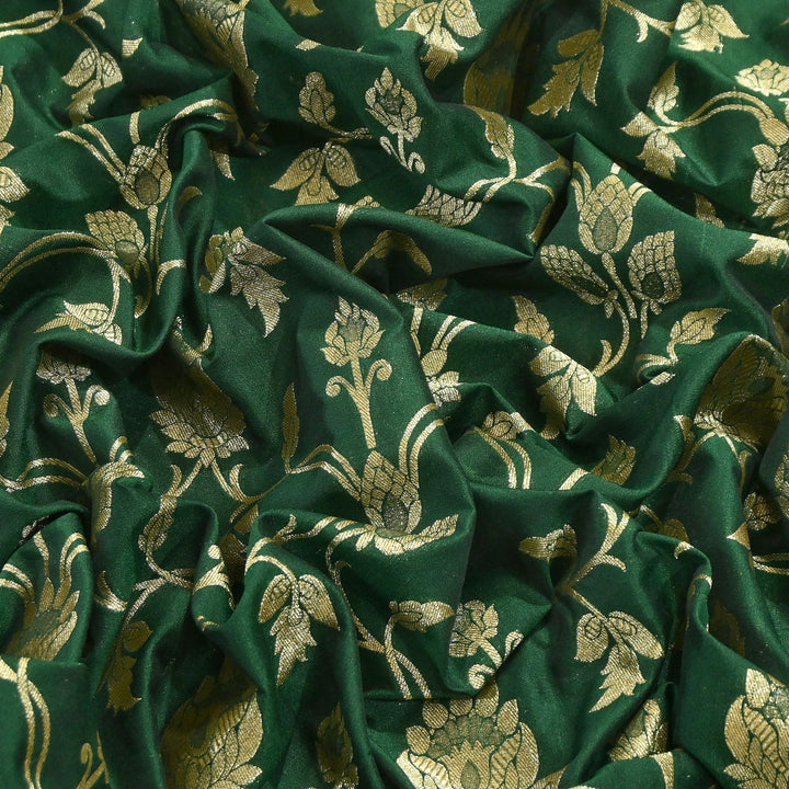 Chanderi Paudi Brocade Jaal Fabric – Traditional Designer Chanderi Silk Fabric - 180000-6