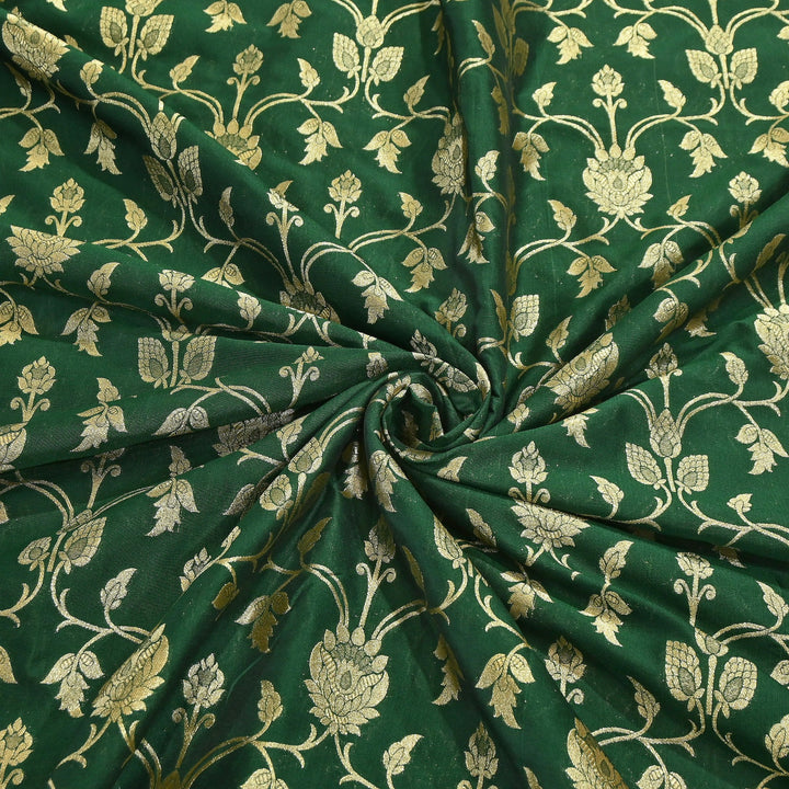Chanderi Paudi Brocade Jaal Fabric – Traditional Designer Chanderi Silk Fabric - 180000-6