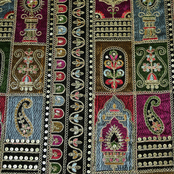 Georgette Zari Sequins Embroidery Fabrics