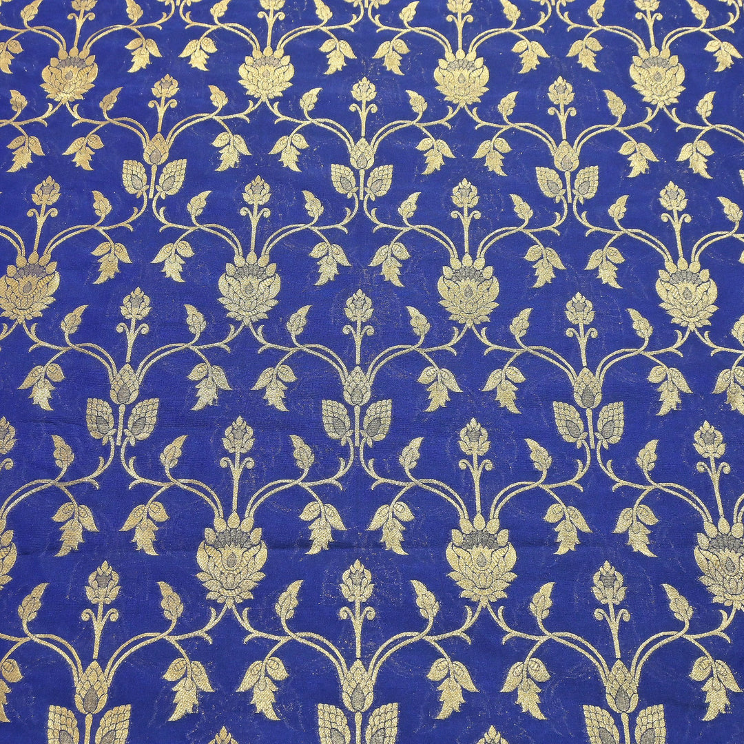 Chanderi Paudi Brocade Jaal Fabric – Traditional Designer Chanderi Silk Fabric - 180000-7