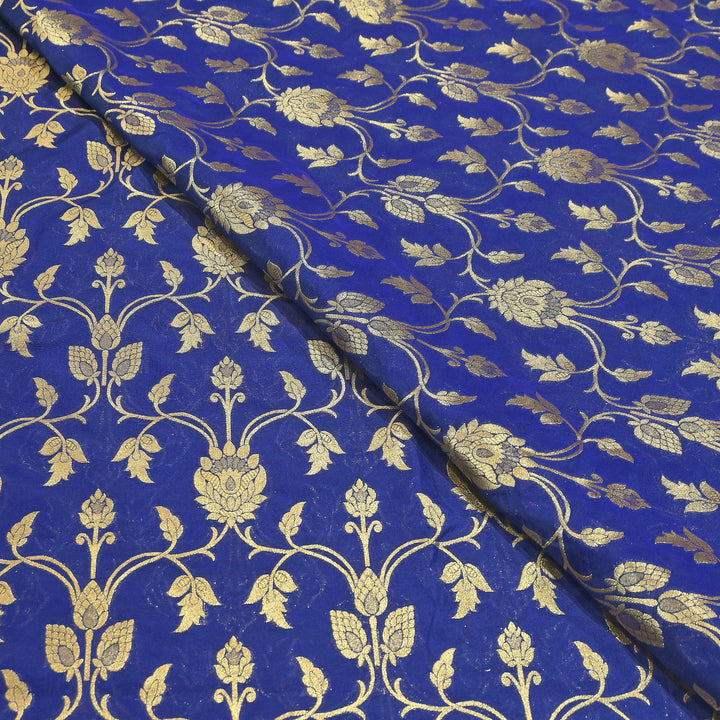 Chanderi Paudi Brocade Jaal Fabric – Traditional Designer Chanderi Silk Fabric - 180000-7