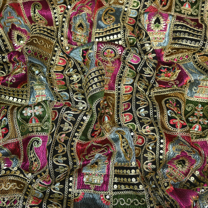 Georgette Zari Sequins Embroidery Fabrics