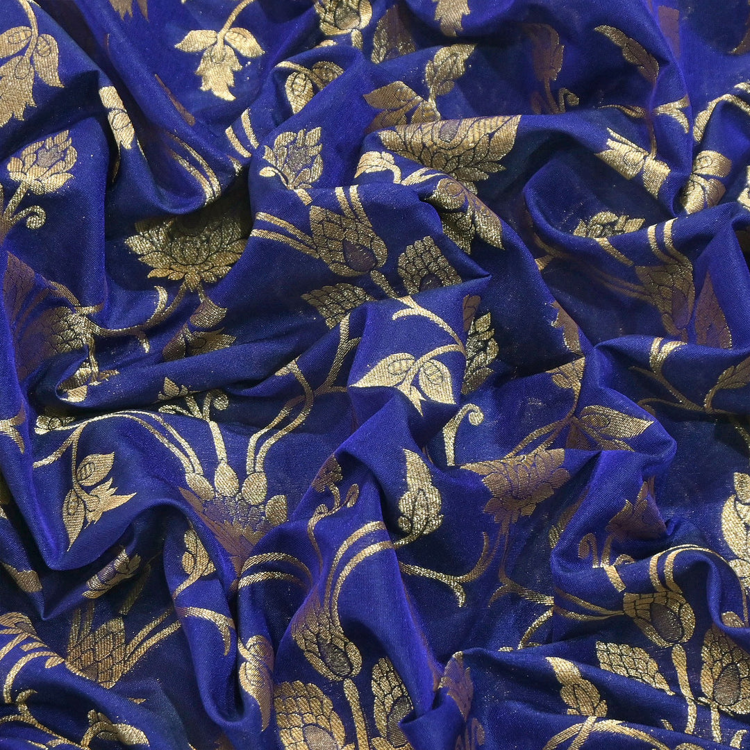 Chanderi Paudi Brocade Jaal Fabric – Traditional Designer Chanderi Silk Fabric - 180000-7