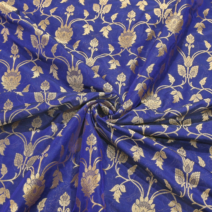 Chanderi Paudi Brocade Jaal Fabric – Traditional Designer Chanderi Silk Fabric - 180000-7