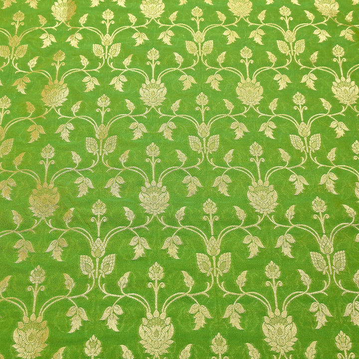 Chanderi Paudi Brocade Jaal Fabric – Traditional Designer Chanderi Silk Fabric - 180000-8