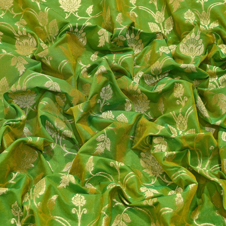 Chanderi Paudi Brocade Jaal Fabric – Traditional Designer Chanderi Silk Fabric - 180000-8