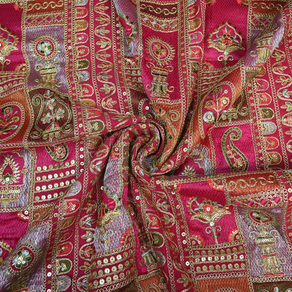 Georgette Zari Sequins Embroidery Fabrics