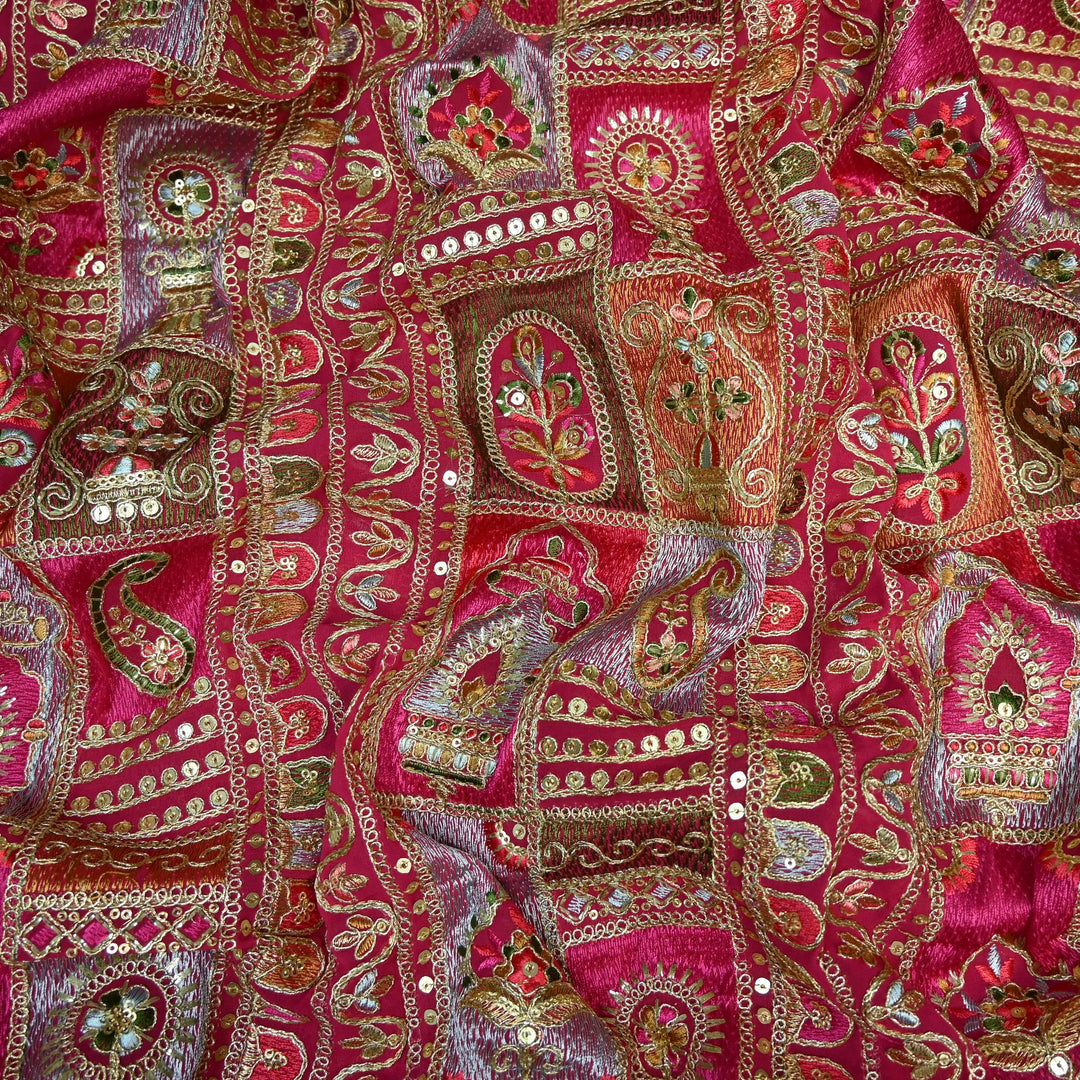 Georgette Zari Sequins Embroidery Fabrics