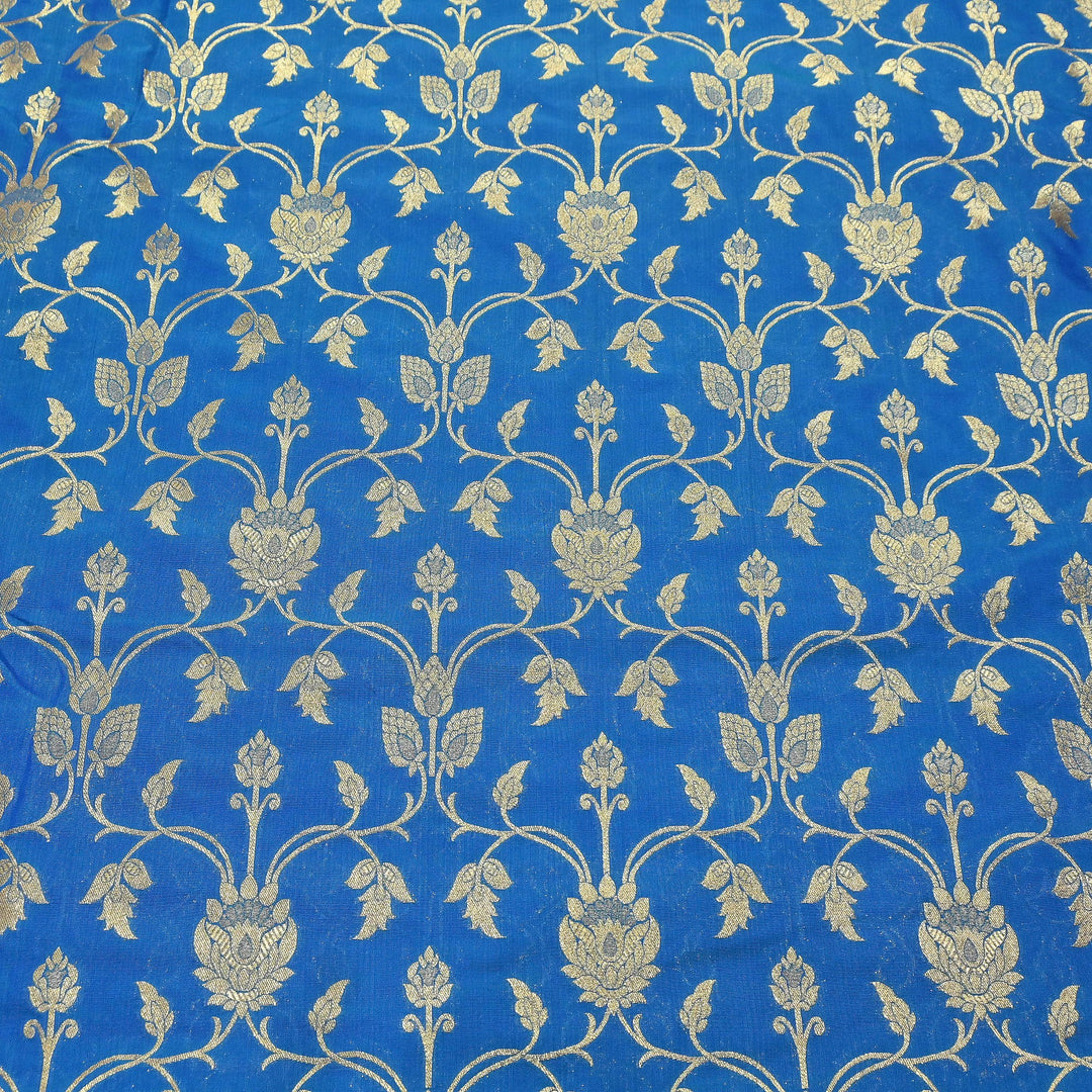 Chanderi Paudi Brocade Jaal Fabric – Traditional Designer Chanderi Silk Fabric - 180000-9
