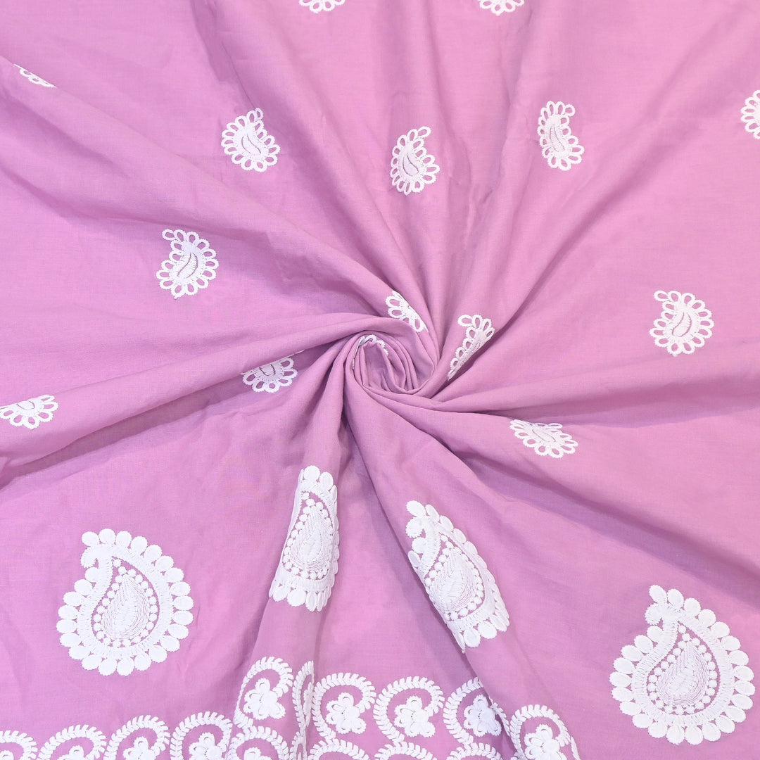 Premium Cotton Chicken Embroidery Plazo Fabric | Soft Cotton Designer Embroidered Fabric | HT11416-02