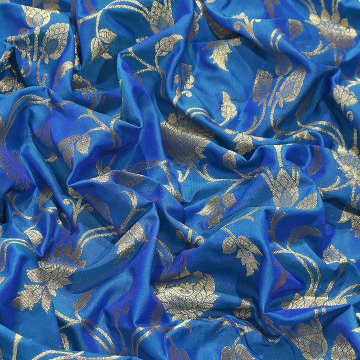Chanderi Paudi Brocade Jaal Fabric – Traditional Designer Chanderi Silk Fabric - 180000-9