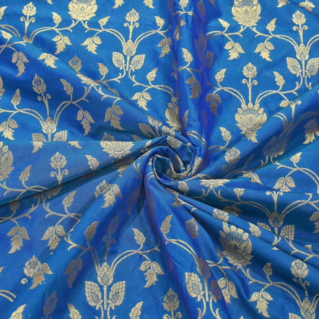 Chanderi Paudi Brocade Jaal Fabric – Traditional Designer Chanderi Silk Fabric - 180000-9