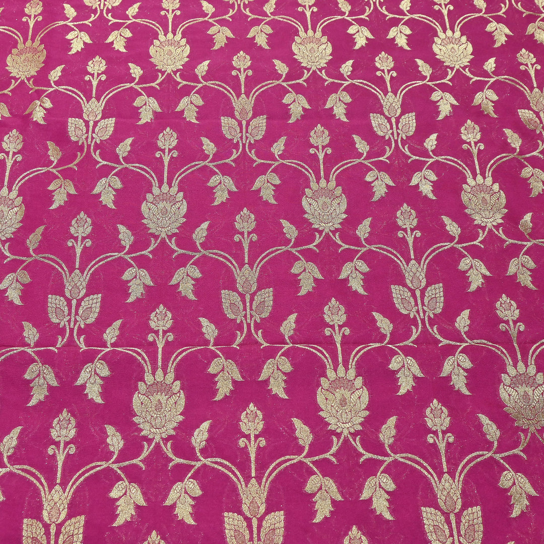 Chanderi Paudi Brocade Jaal Fabric – Traditional Designer Chanderi Silk Fabric - 180000-10